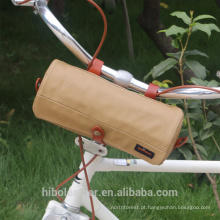 Saco de guidão de bicicleta carregando bolsa de ombro lona à prova d &#39;água cáqui ciclismo armazenamento frente cesta